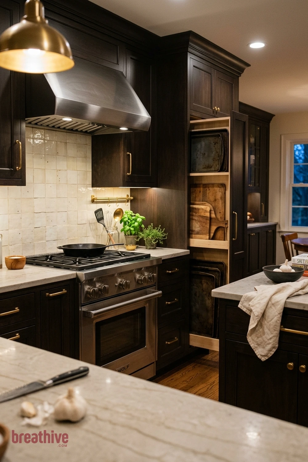 Add Vertical Tray Storage Near the Oven in a luxury kitchen