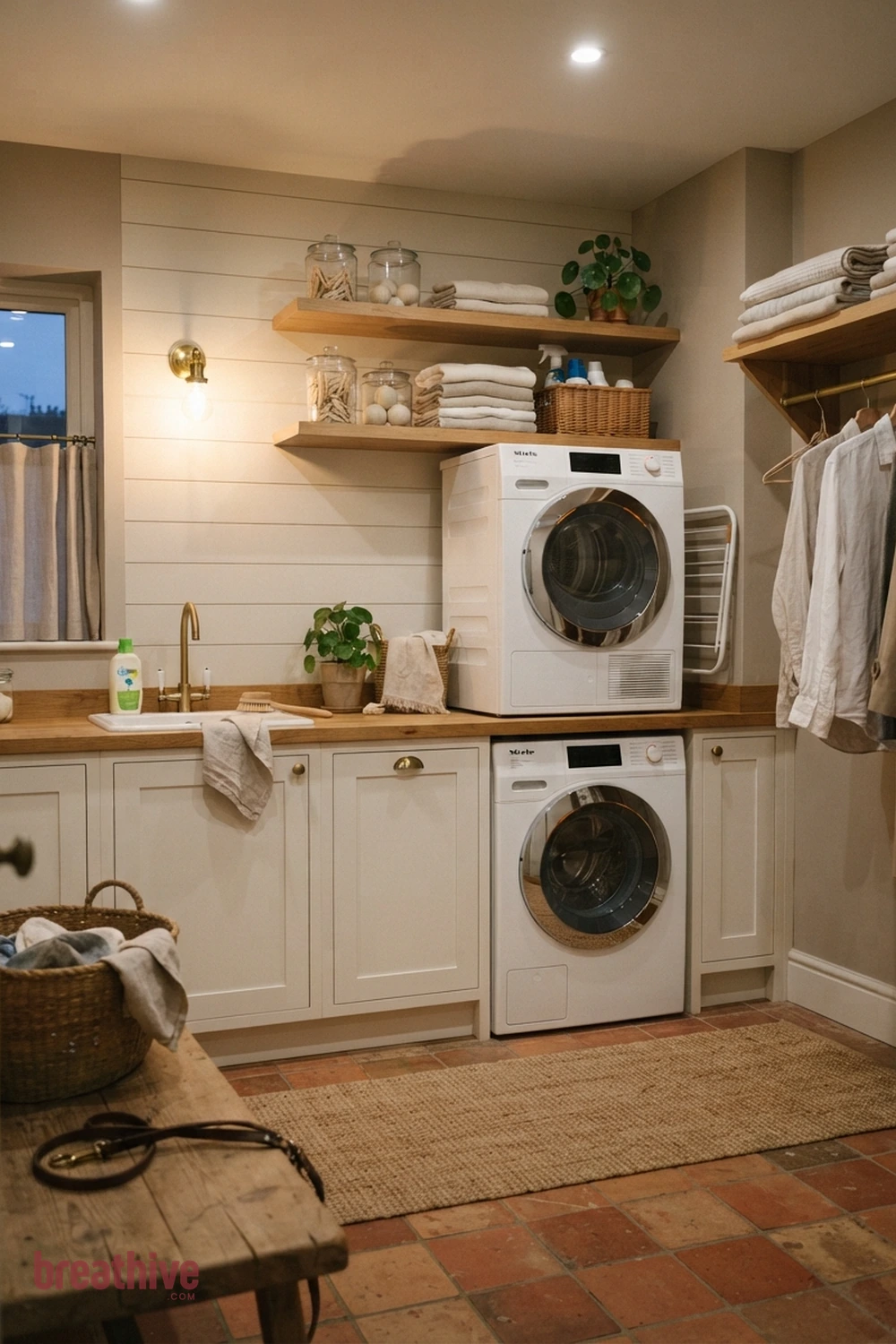 Pale Mushroom for Warm Neutral Depth in a thoughtful laundry room