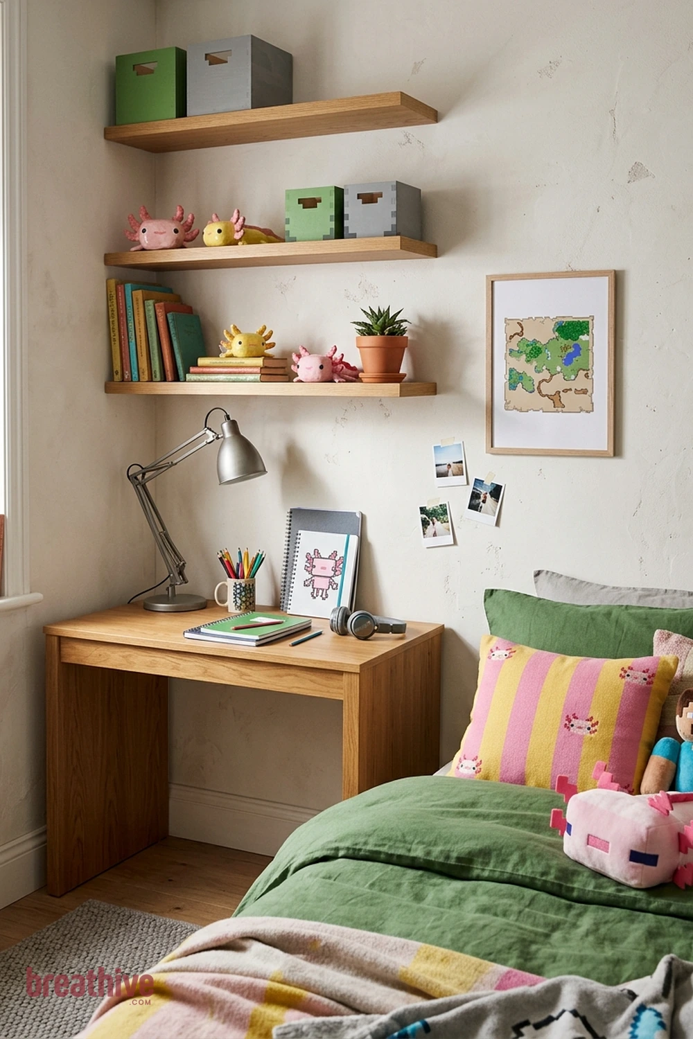 Add Axolotl Colors for a Playful Room in a minecraft bedroom