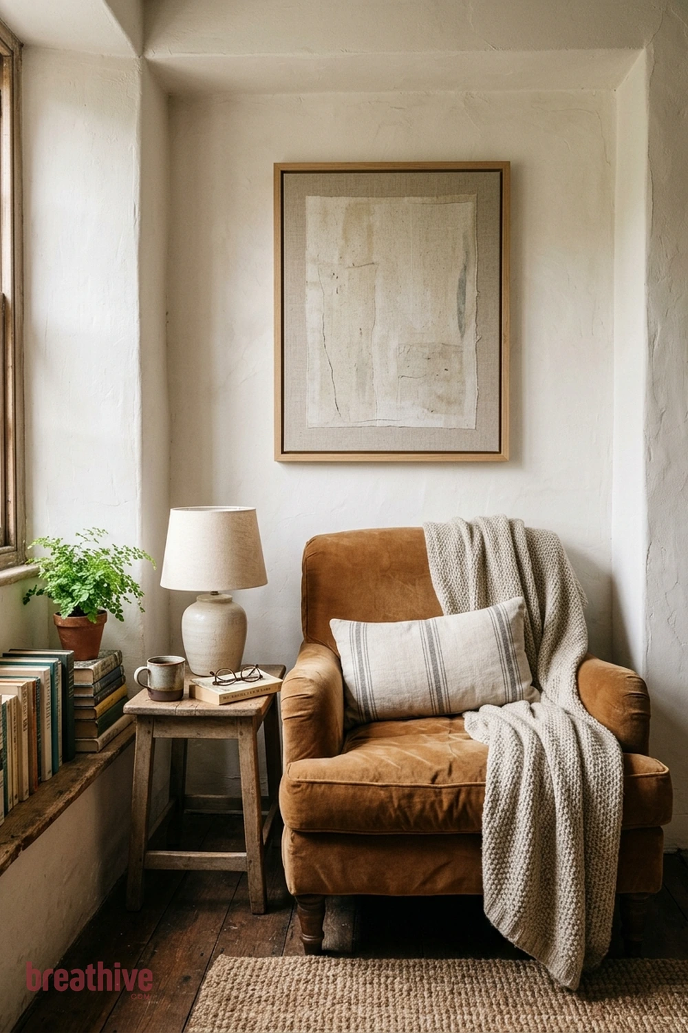 Use Art That Does Not Demand Attention in a cozy reading nook