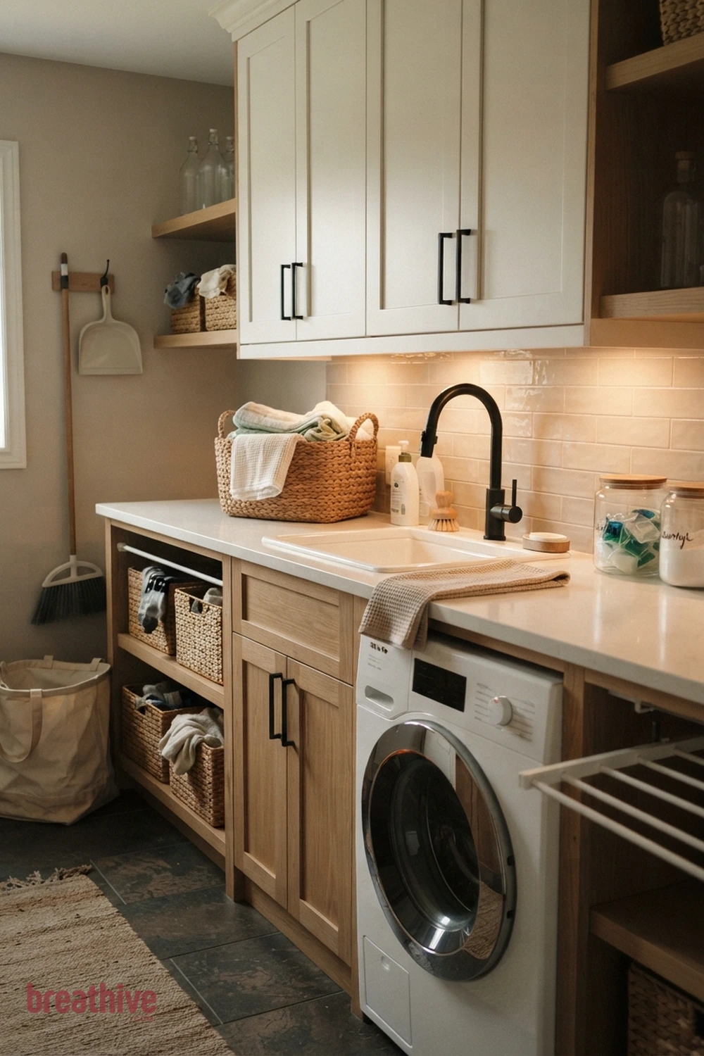 Install Task Lighting Under Upper Cabinets in a thoughtful laundry room