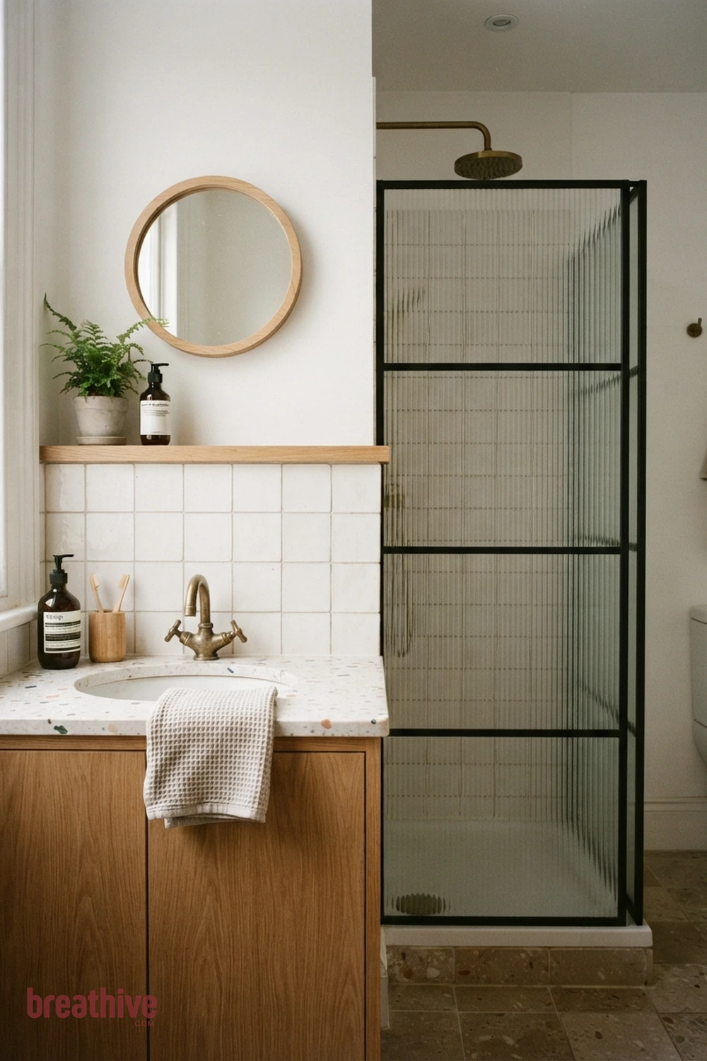 Keep Grout Lines Simple in a Small Room in a thoughtful bathroom