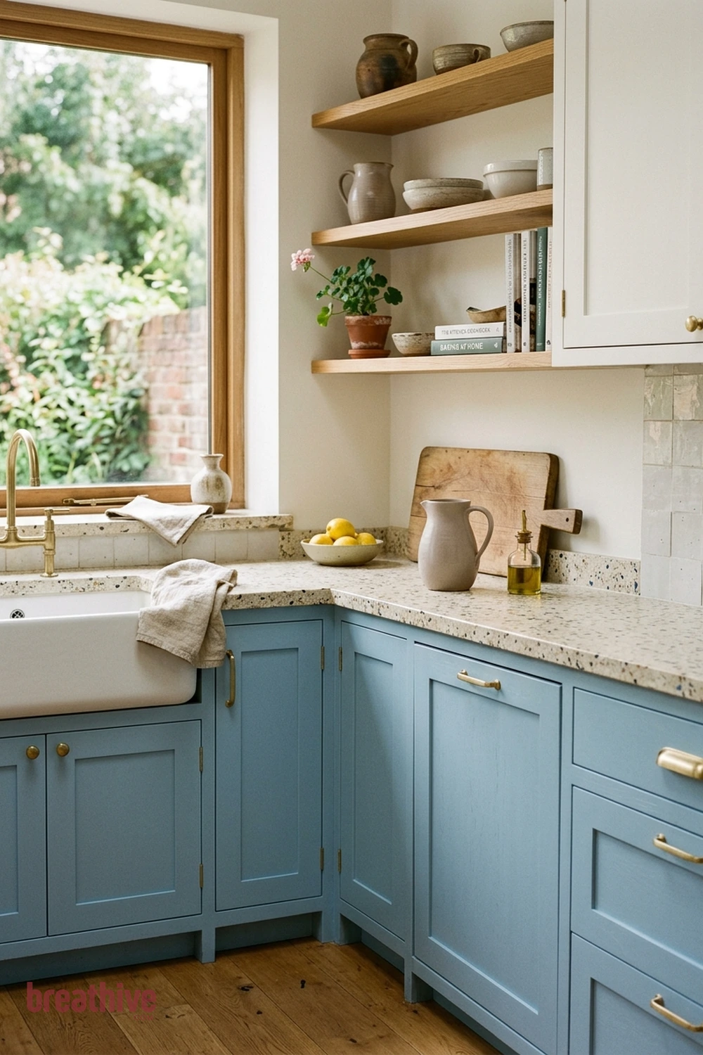 Pale Blue With Warm White in a thoughtful kitchen