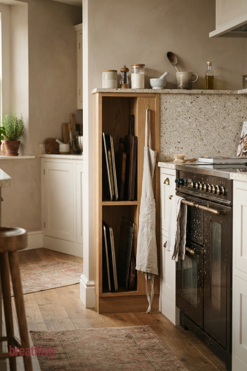 Add Vertical Tray Storage Near the Oven in a thoughtful kitchen