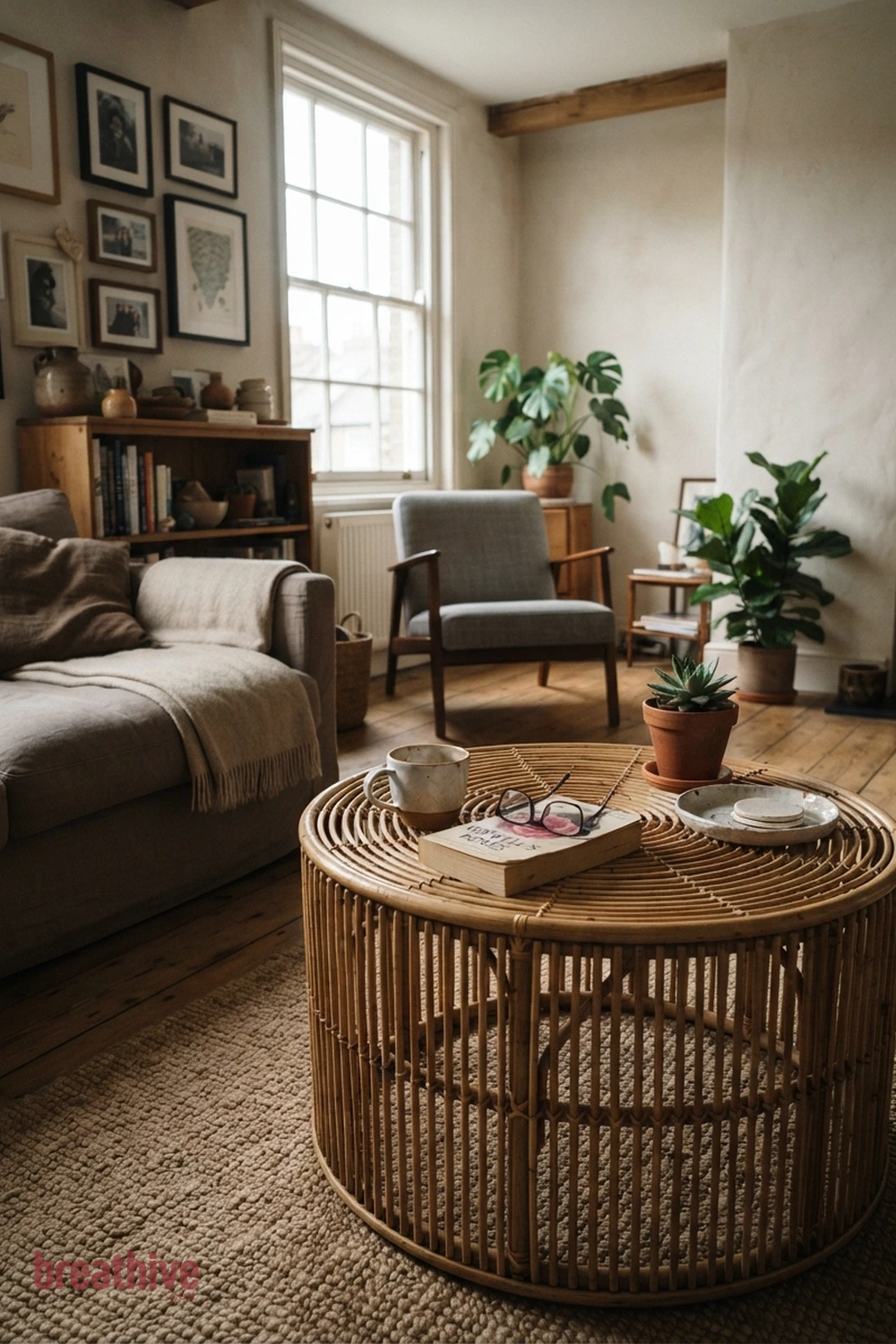 Low Rattan Table in a thoughtful living room