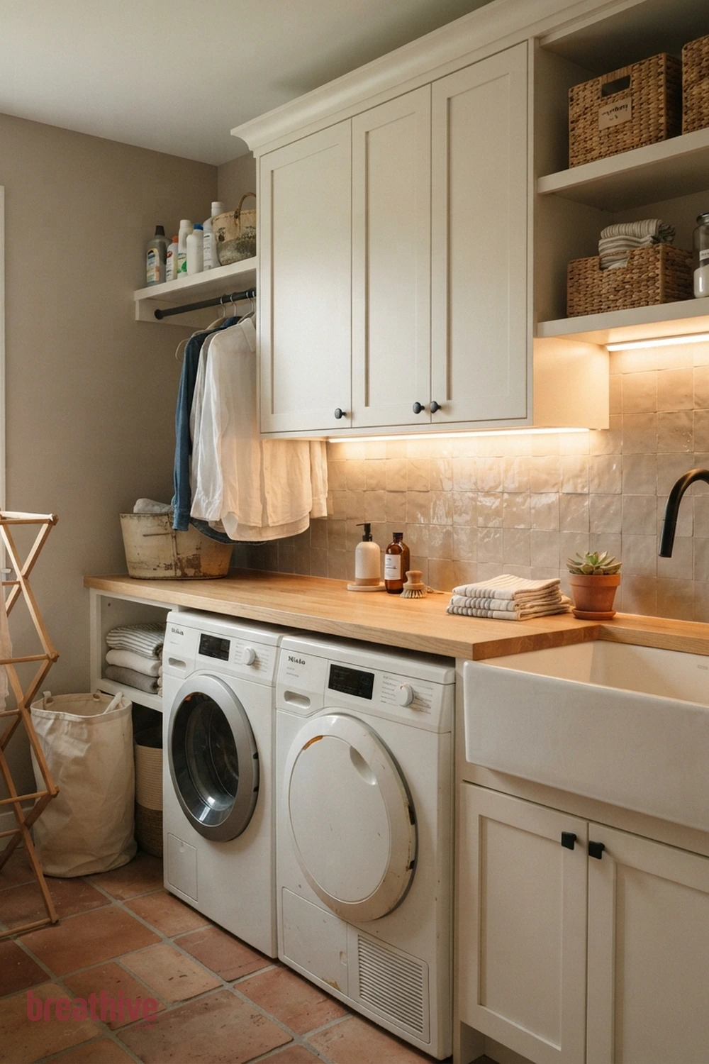Install Task Lighting Under Upper Cabinets in a thoughtful laundry room