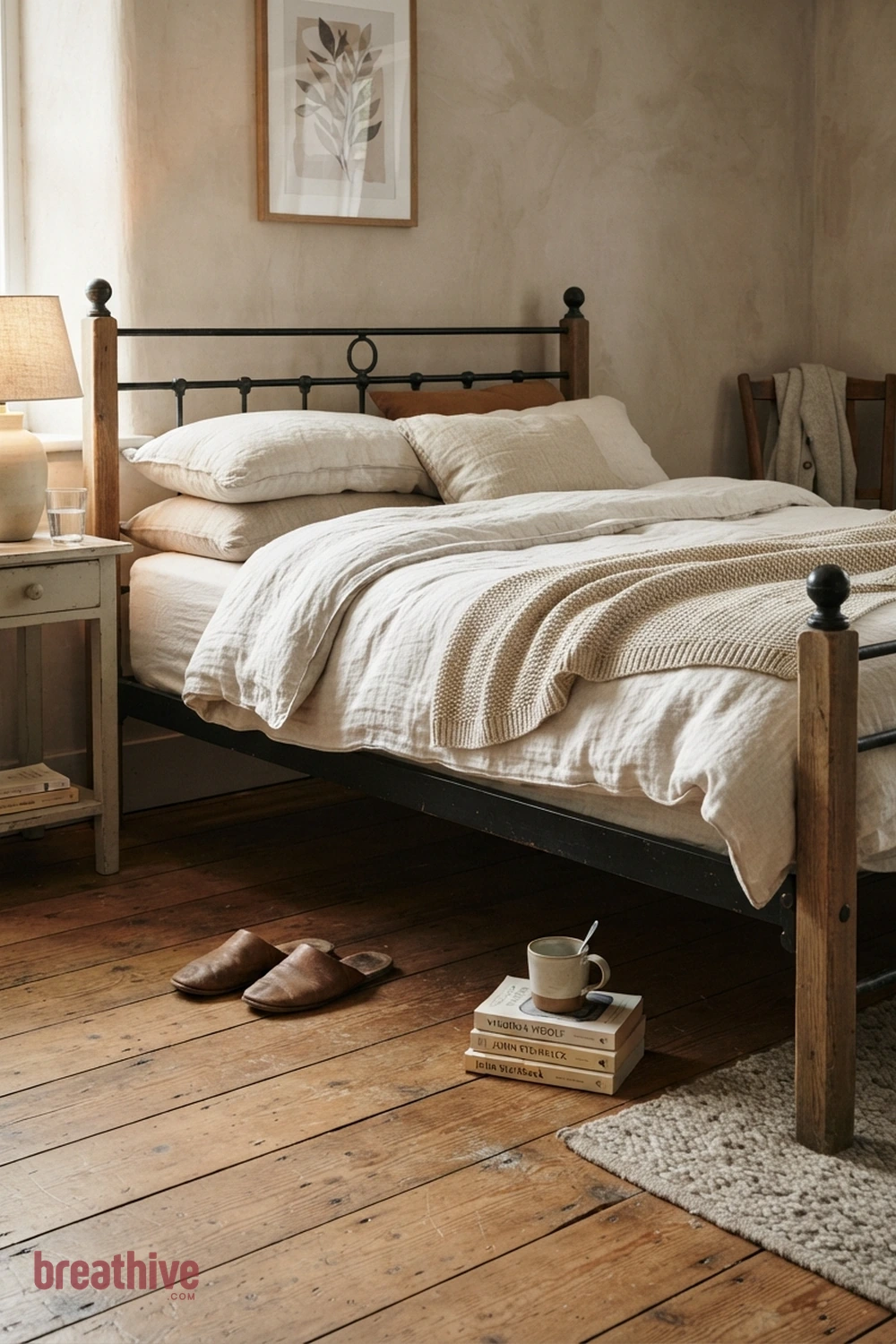 Choose a Bed Frame With Visible Floor Beneath in a cozy bedroom