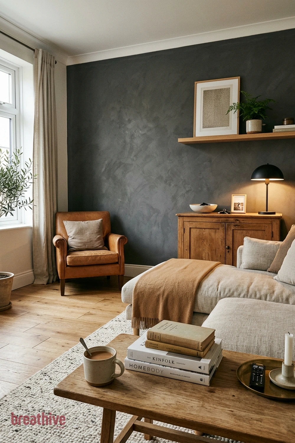 Create Depth With a Darker Far Wall in a cozy living room