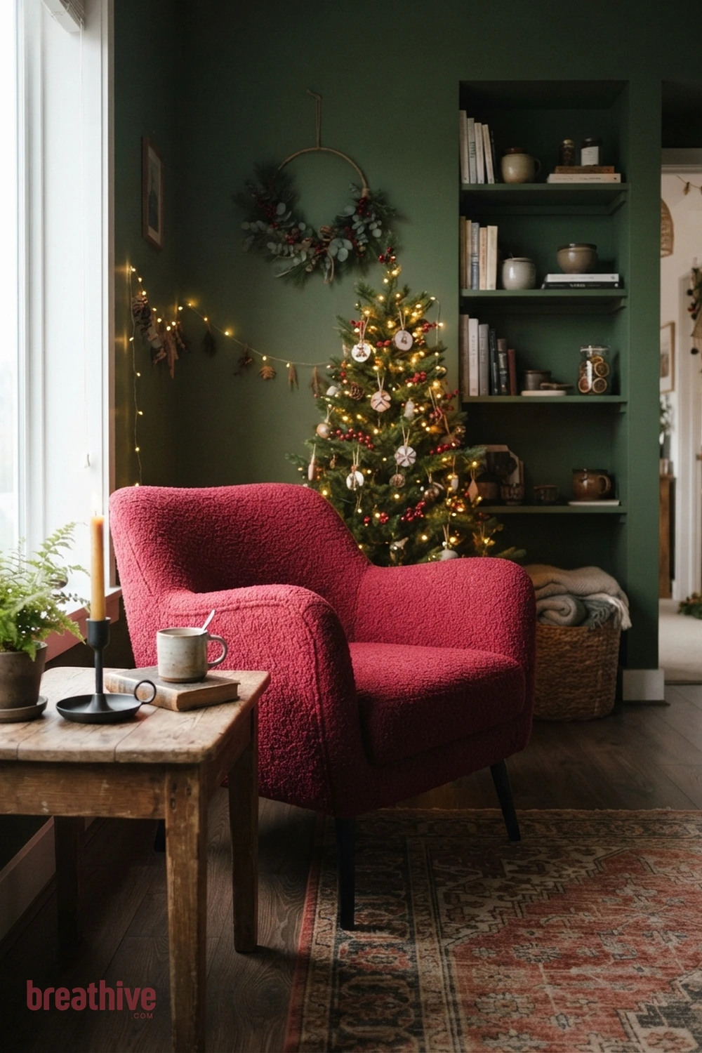 Let One Chair Introduce Color in a christmas apartment