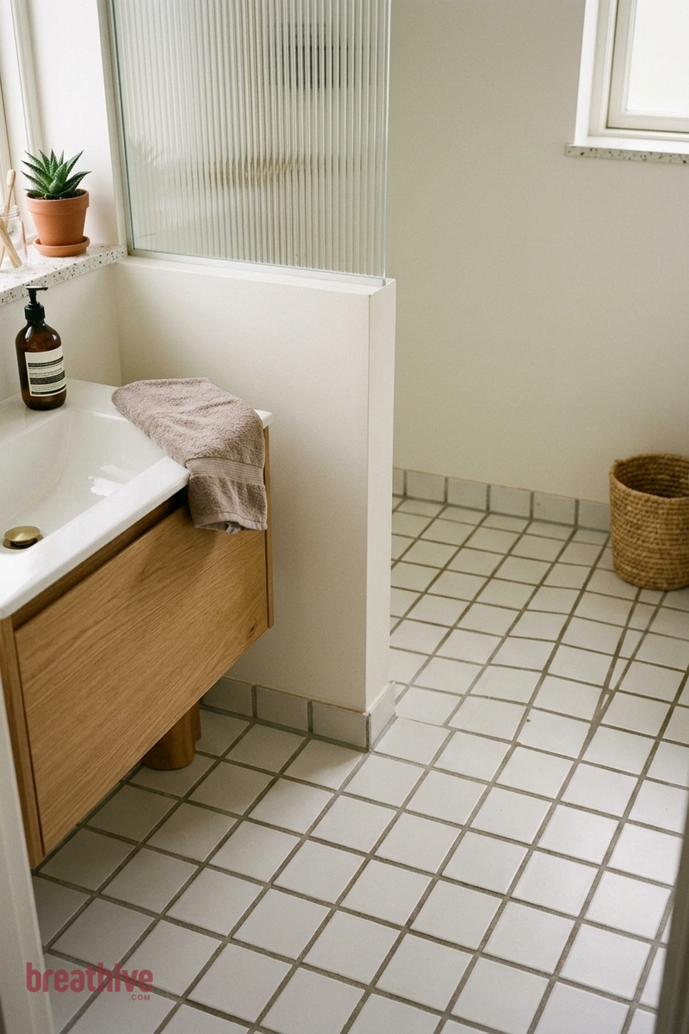 Keep Grout Lines Simple in a Small Room in a thoughtful bathroom