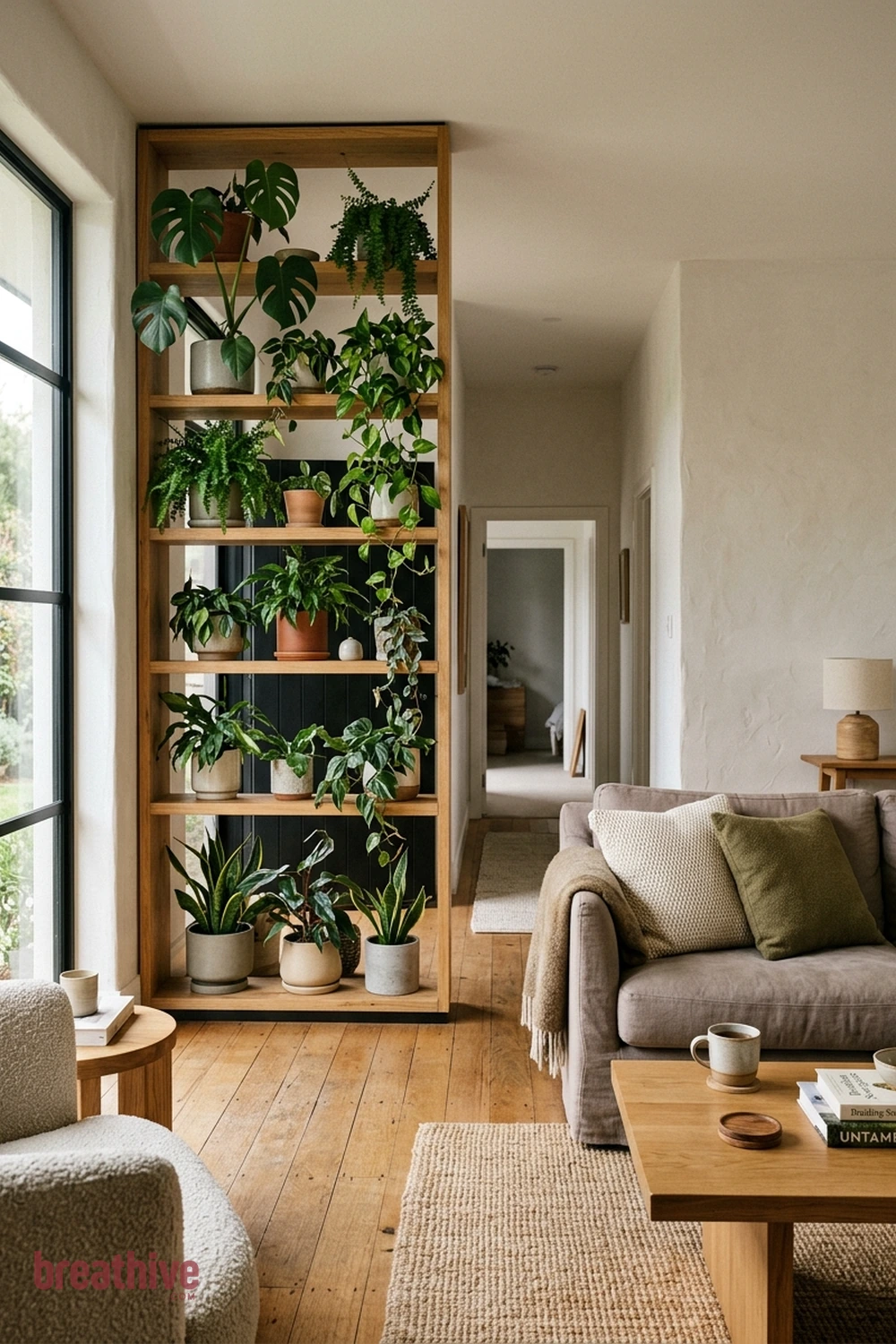 Vertical Planter Divider in a thoughtful living room