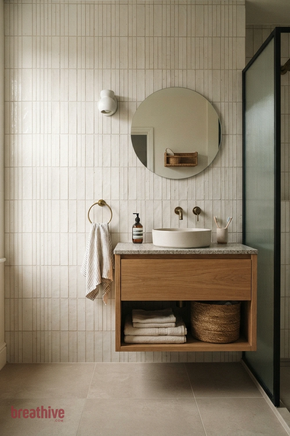 Narrow Vertical Pinstripe in a thoughtful bathroom