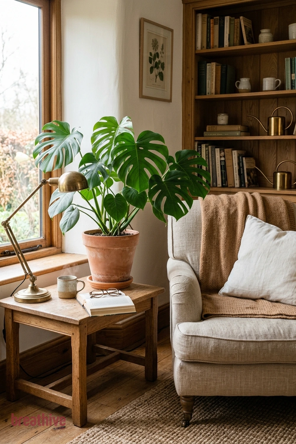 Add a Plant Only Where It Will Thrive in a cozy reading nook