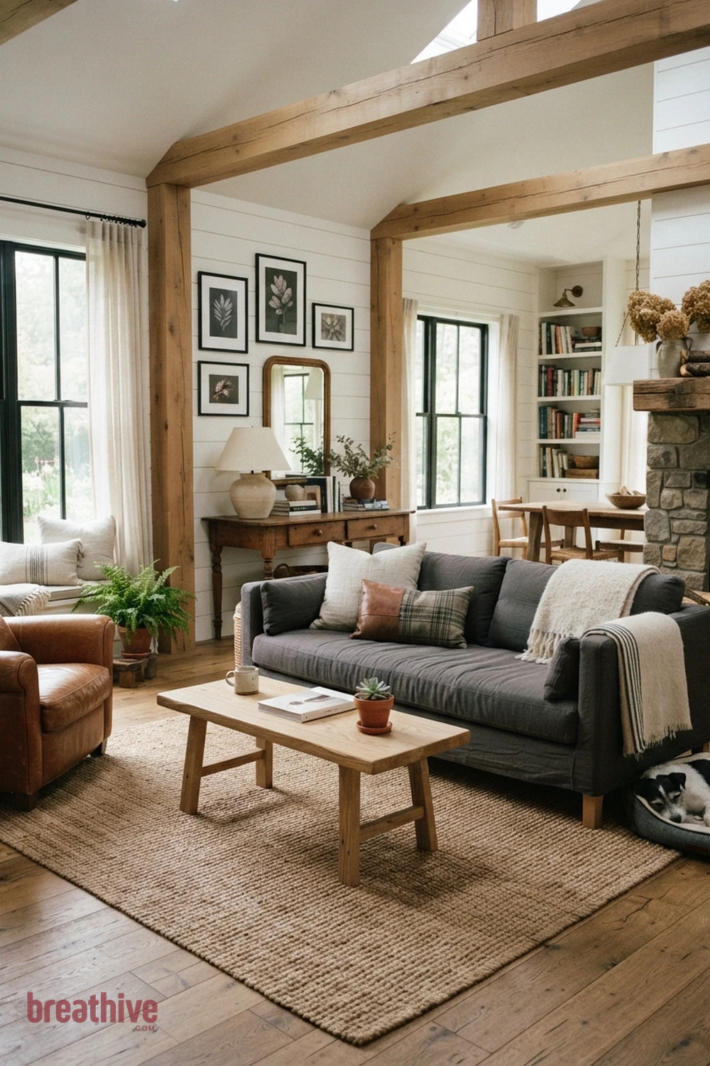 Choose Low Furniture for an Airier View in a modern farmhouse living room