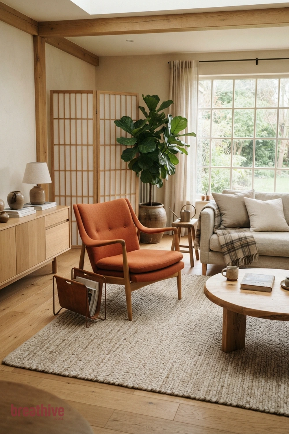Let One Chair Introduce Color in a japandi living room
