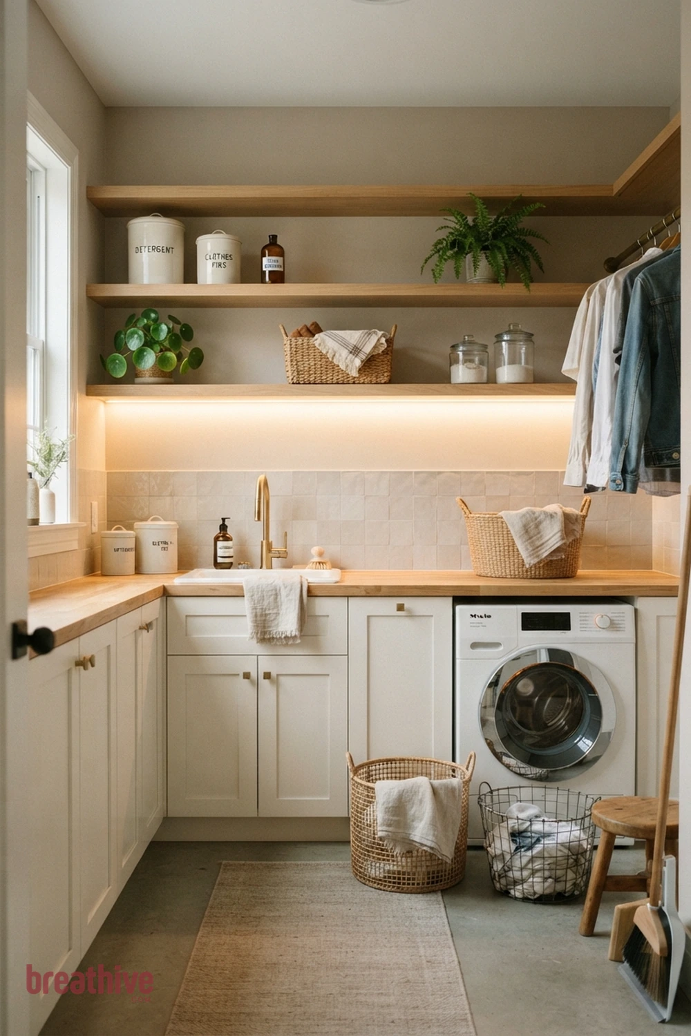 Install Task Lighting Under Upper Cabinets in a thoughtful laundry room