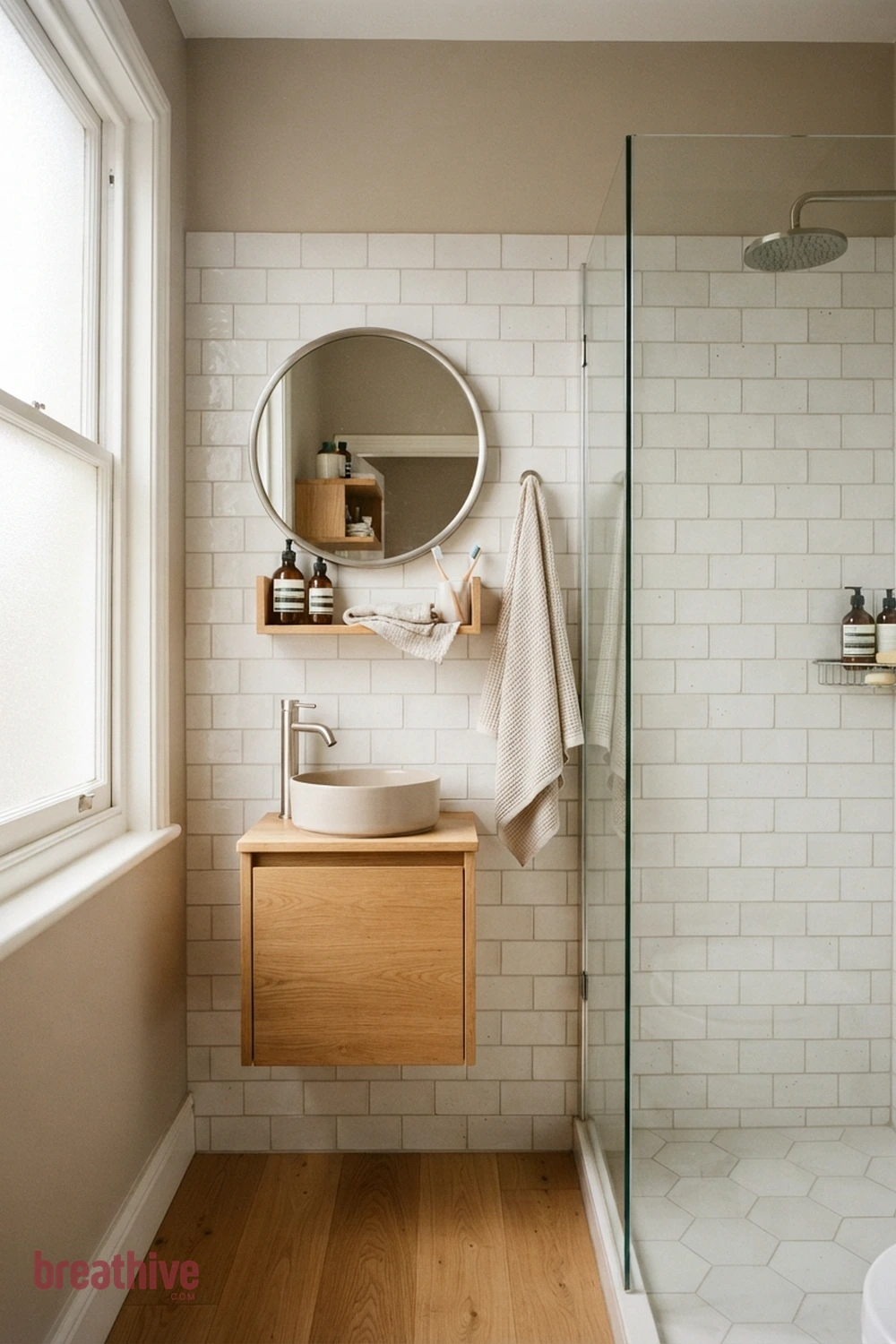 Keep Grout Lines Simple in a Small Room in a thoughtful bathroom