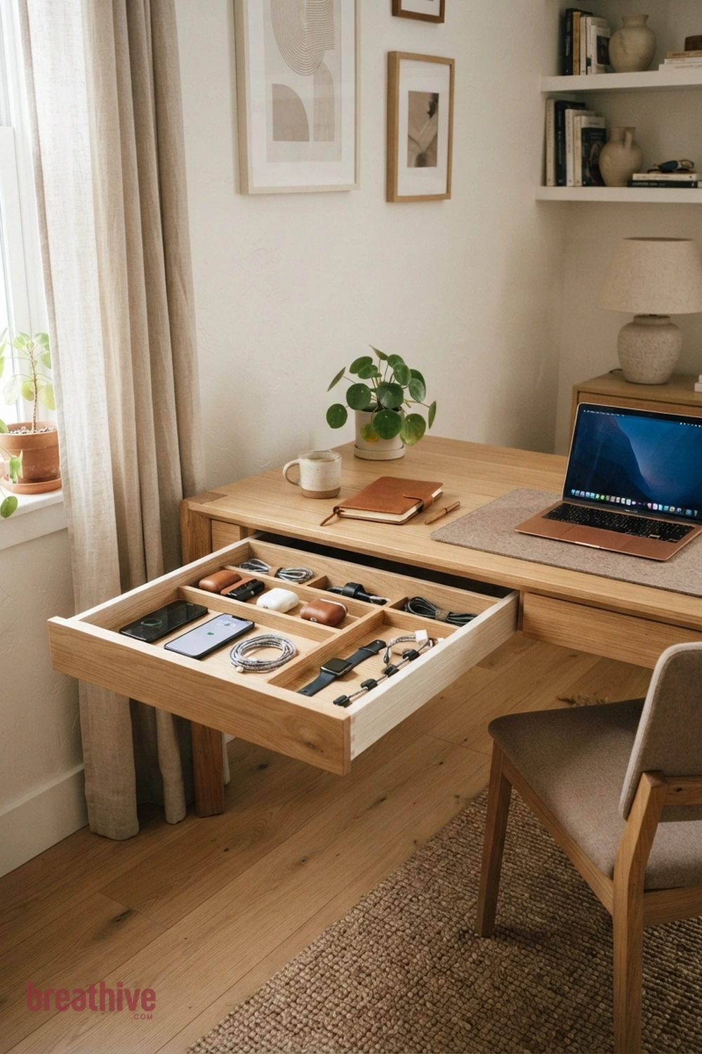 Create a Charging Drawer in a thoughtful home office