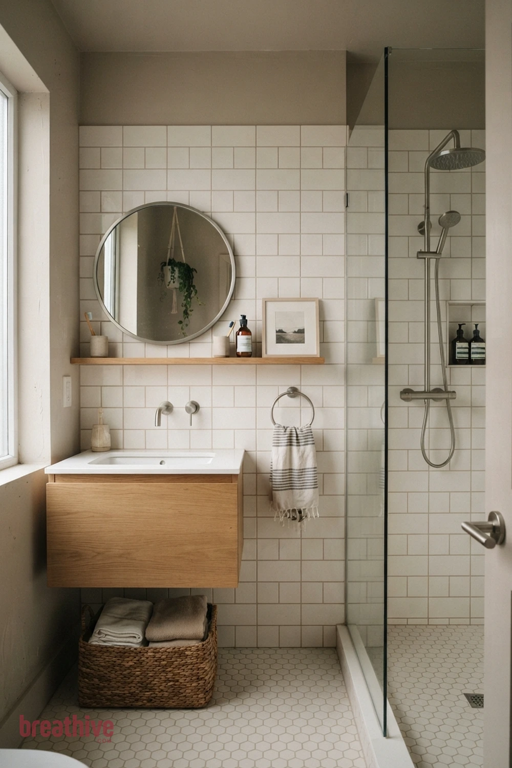 Keep Grout Lines Simple in a Small Room in a thoughtful bathroom