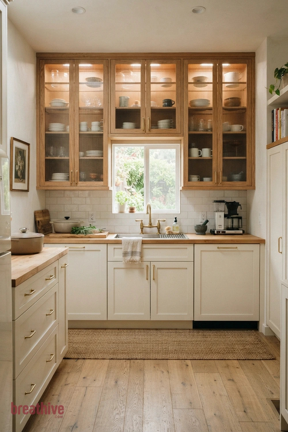 Use Glass-Front Cabinets as a Light Accent in a thoughtful kitchen