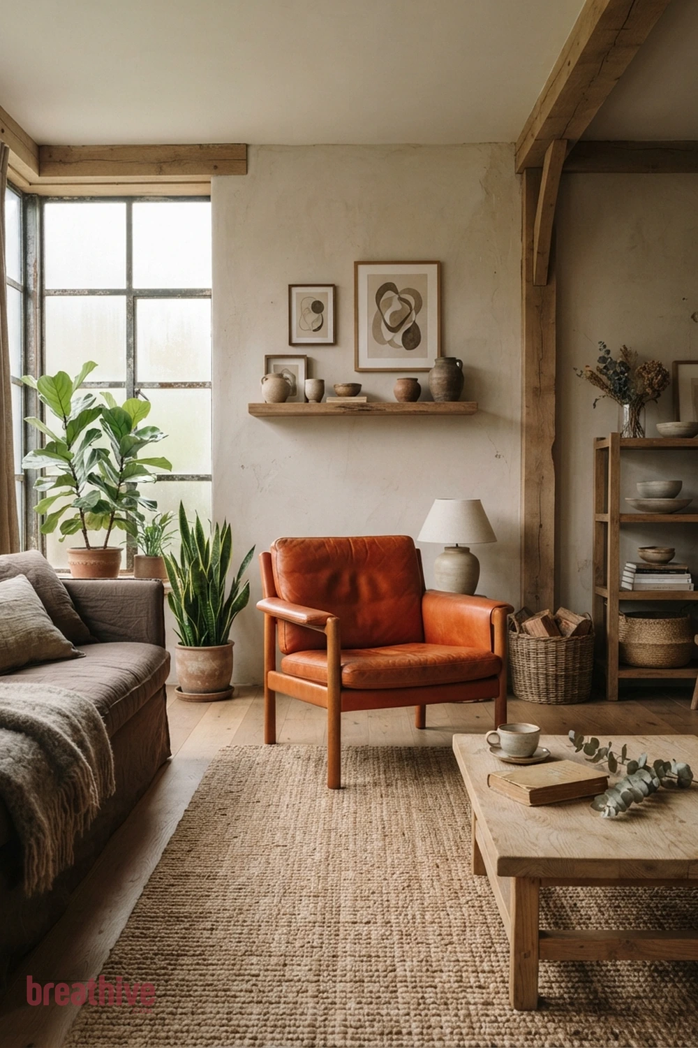 Let One Chair Introduce Color in a wabi-sabi living room