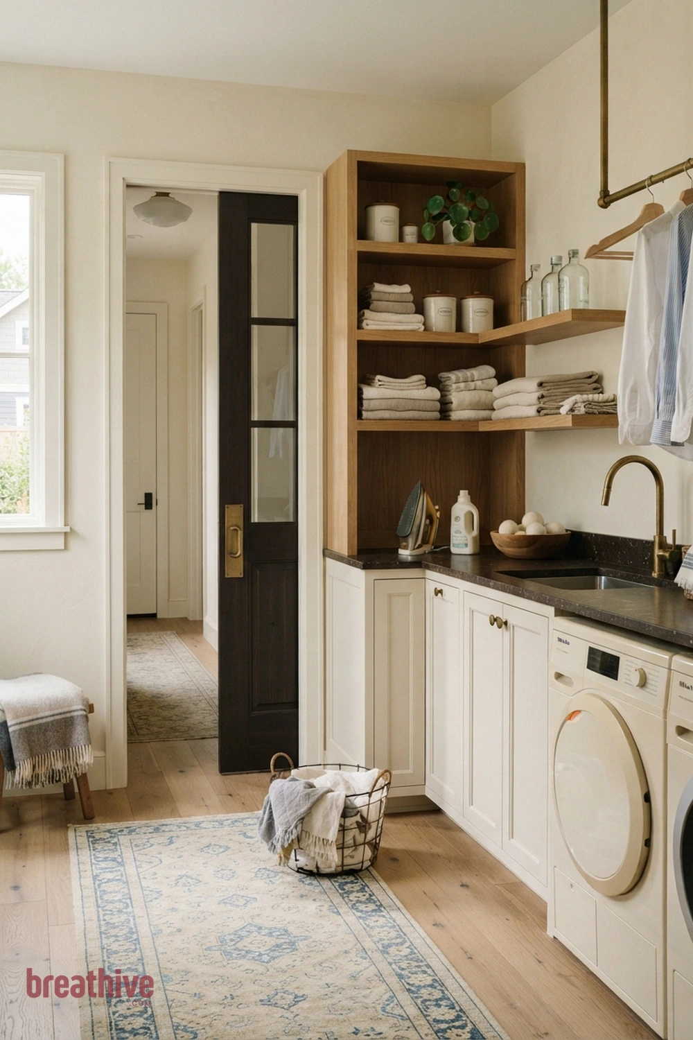 Use a Pocket or Sliding Door in a luxury laundry room