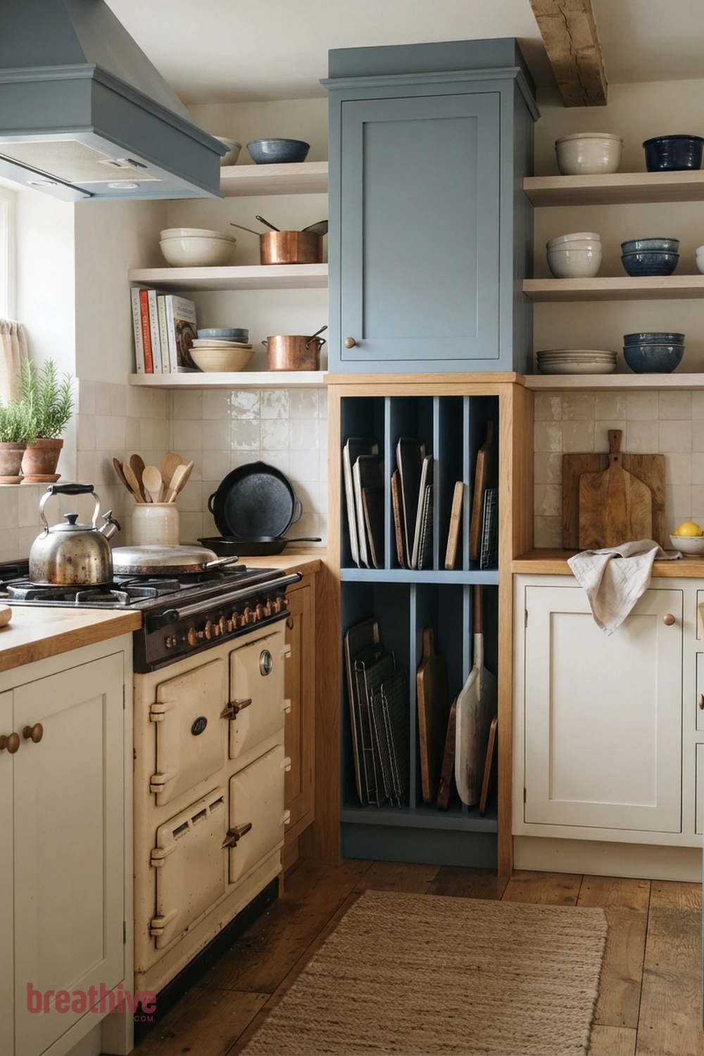 Add Vertical Tray Storage Near the Oven in a cottage kitchen