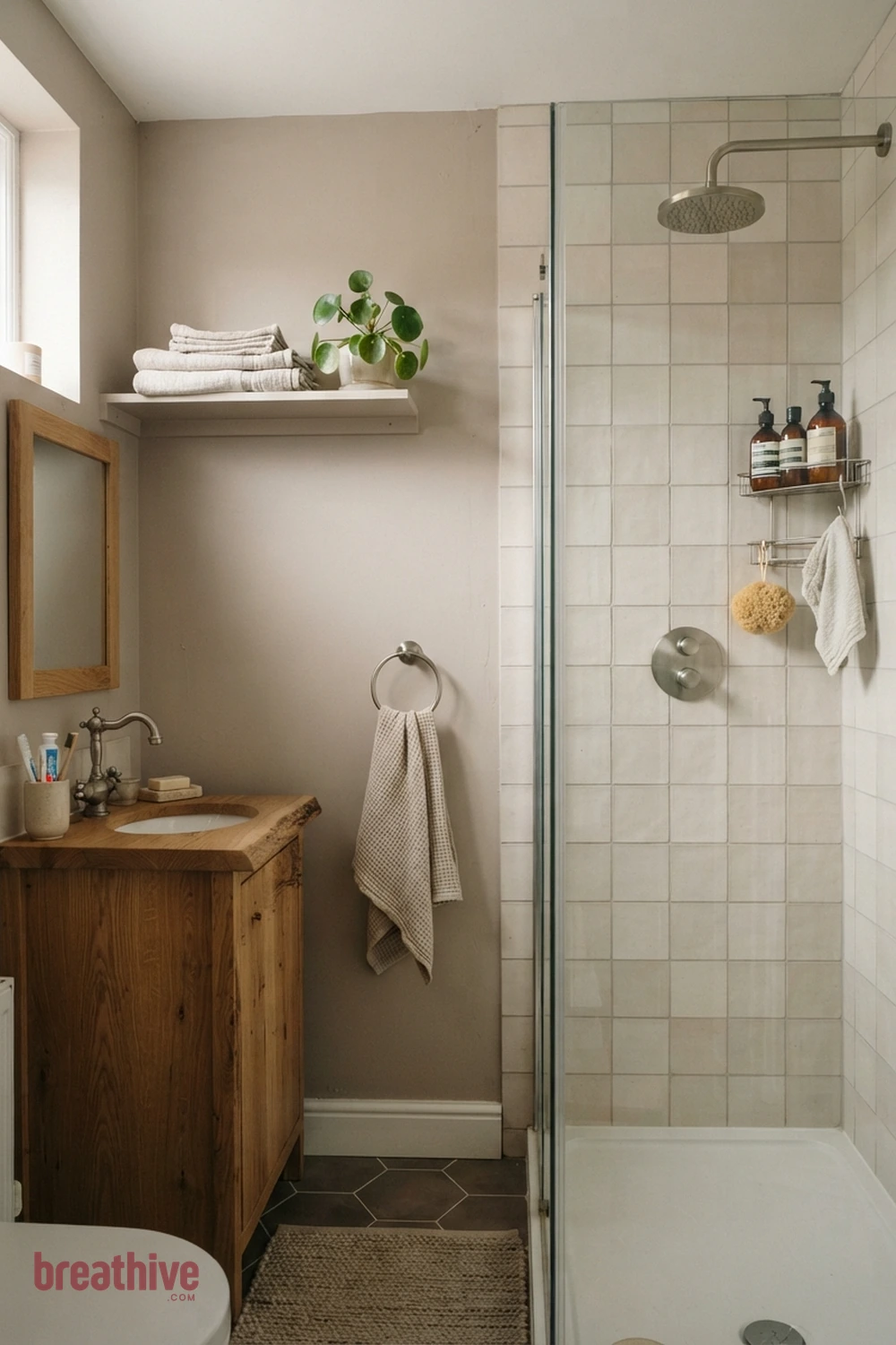 Keep Grout Lines Simple in a Small Room in a thoughtful bathroom