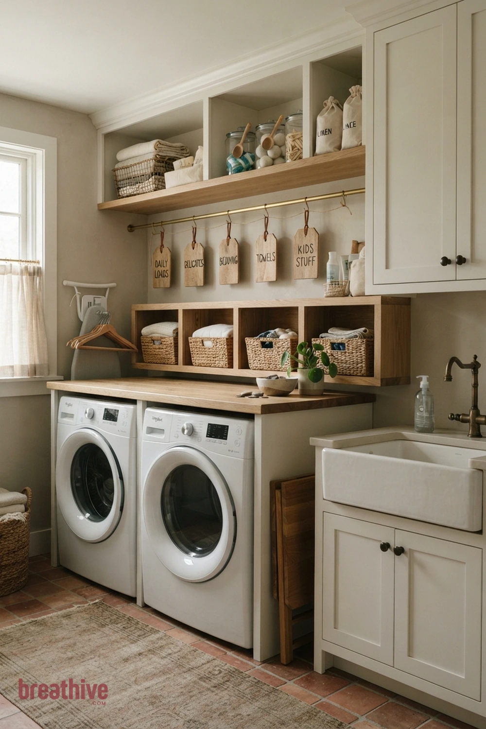 Use Labels That Can Change With Routines in a thoughtful laundry room