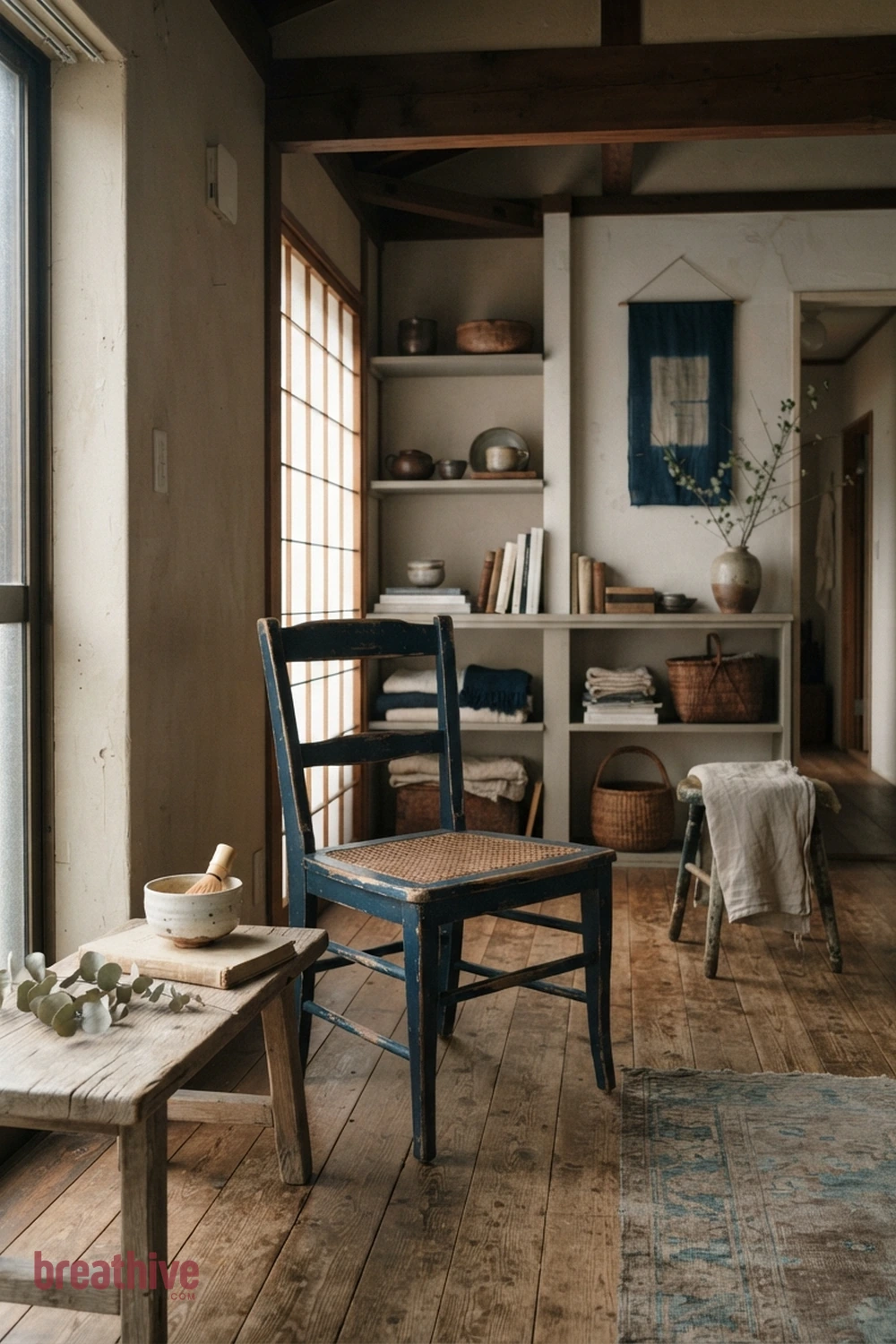 Let One Chair Introduce Color in a wabi-sabi home decor