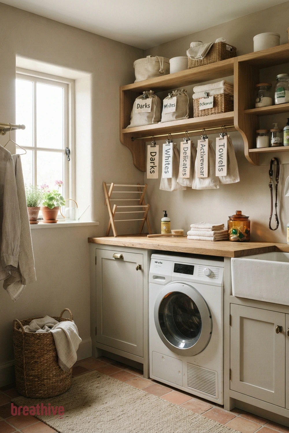 Use Labels That Can Change With Routines in a thoughtful laundry room