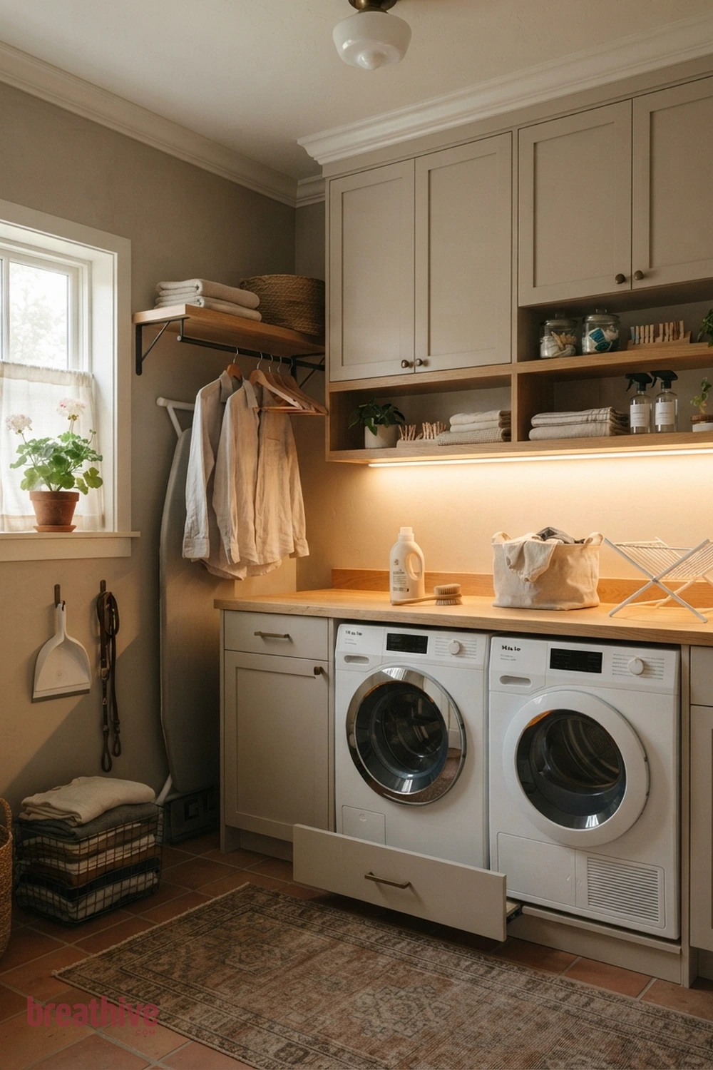 Install Task Lighting Under Upper Cabinets in a thoughtful laundry room
