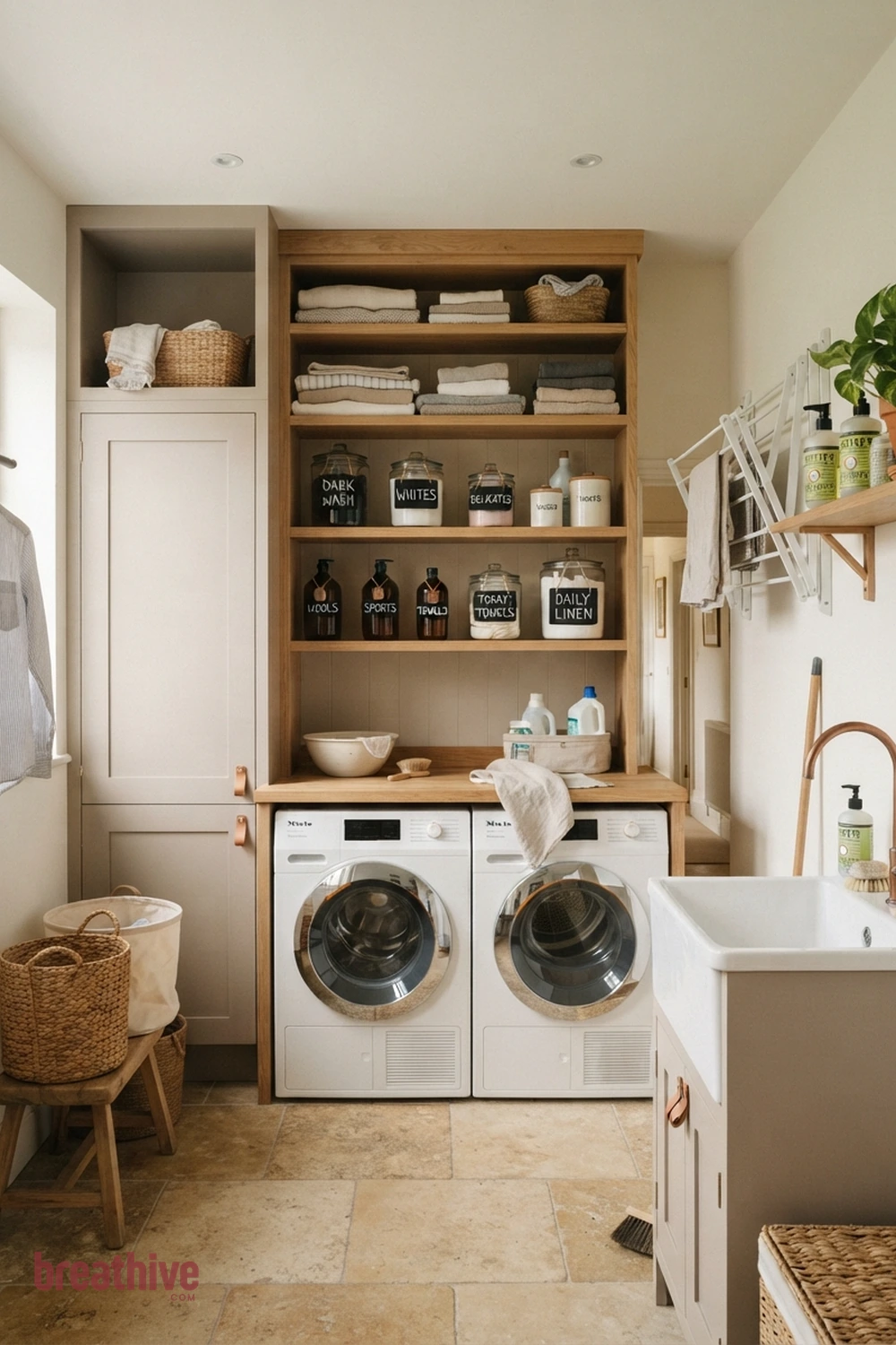 Use Labels That Can Change With Routines in a thoughtful laundry room