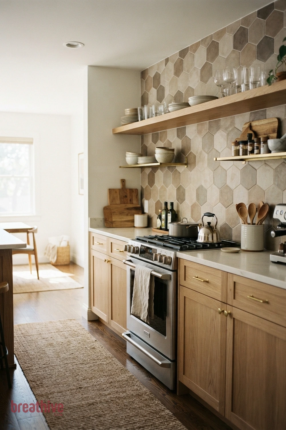 Mushroom Hexagon Tile in a thoughtful kitchen