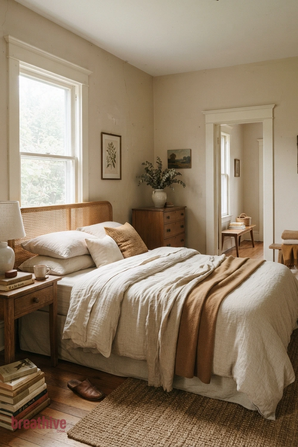 Paint Trim and Walls in Related Tones in a cozy bedroom