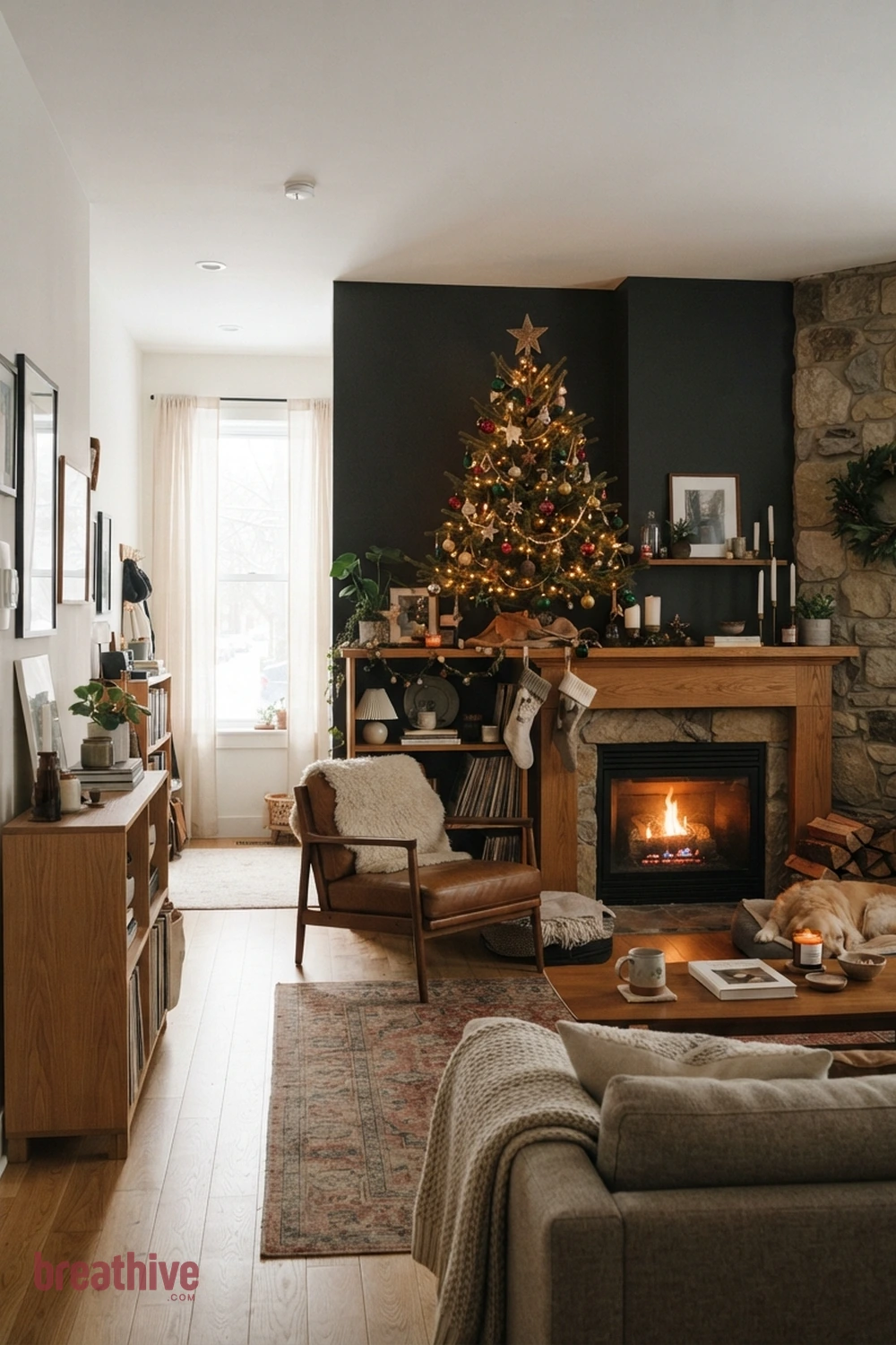 Create Depth With a Darker Far Wall in a christmas apartment