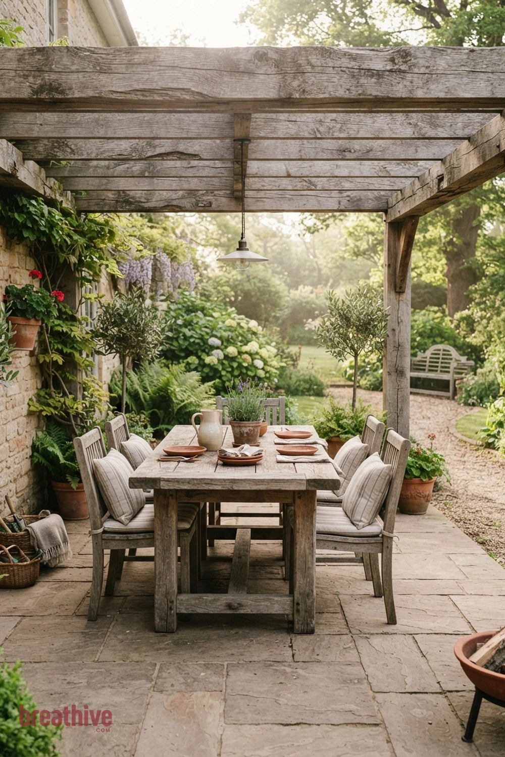 Choose One Durable Focal Material in a thoughtful outdoor