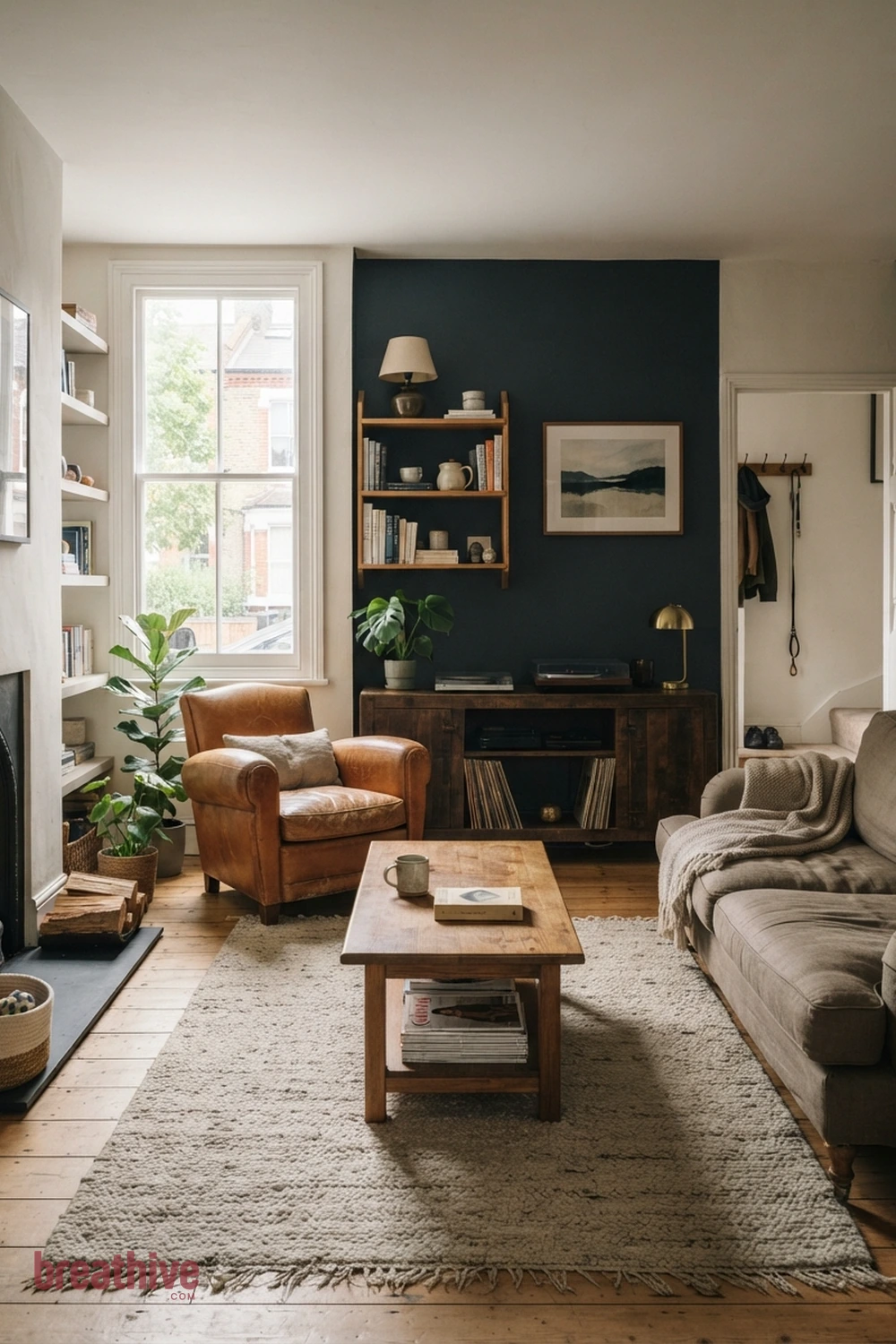 Create Depth With a Darker Far Wall in a thoughtful living room