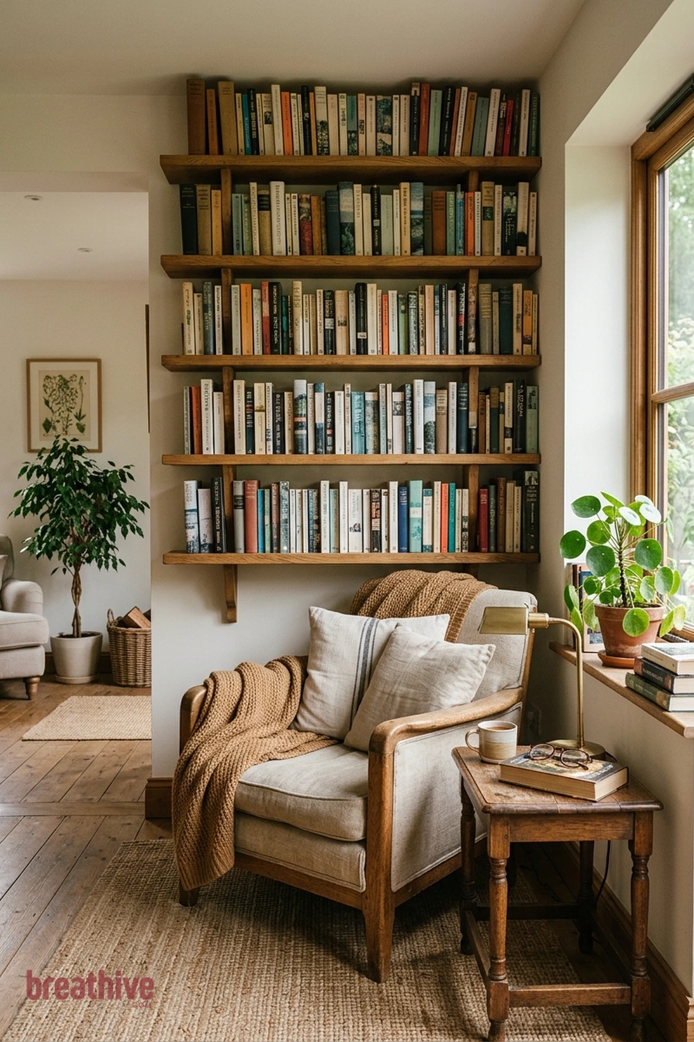 Choose Storage That Keeps Spines Visible in a cozy reading nook
