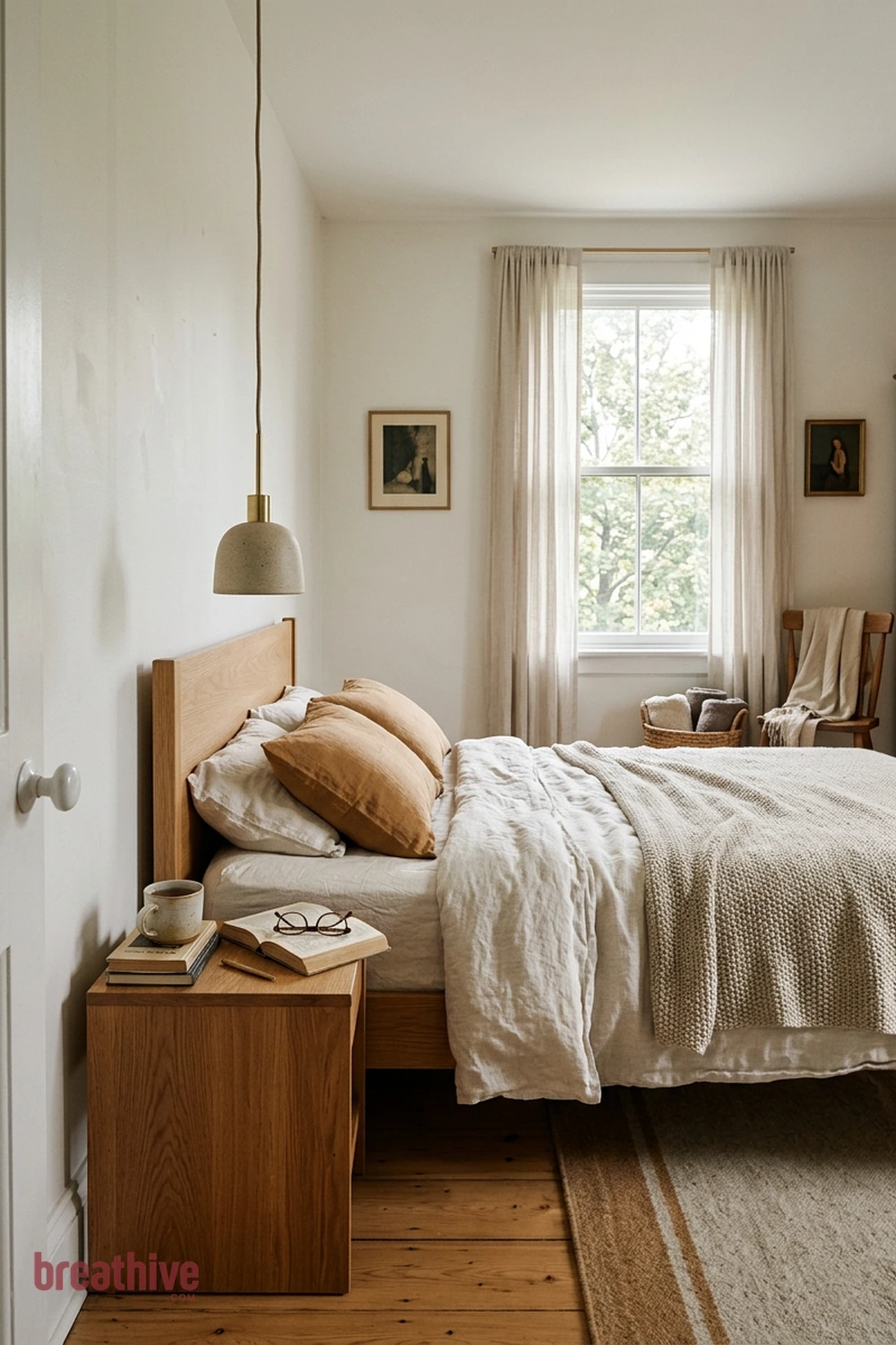 Use a Pendant When the Nightstand Is Narrow in a cozy bedroom