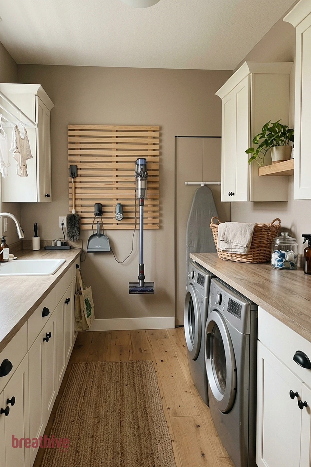 Create a Charging Spot for Cleaning Tools in a thoughtful laundry room