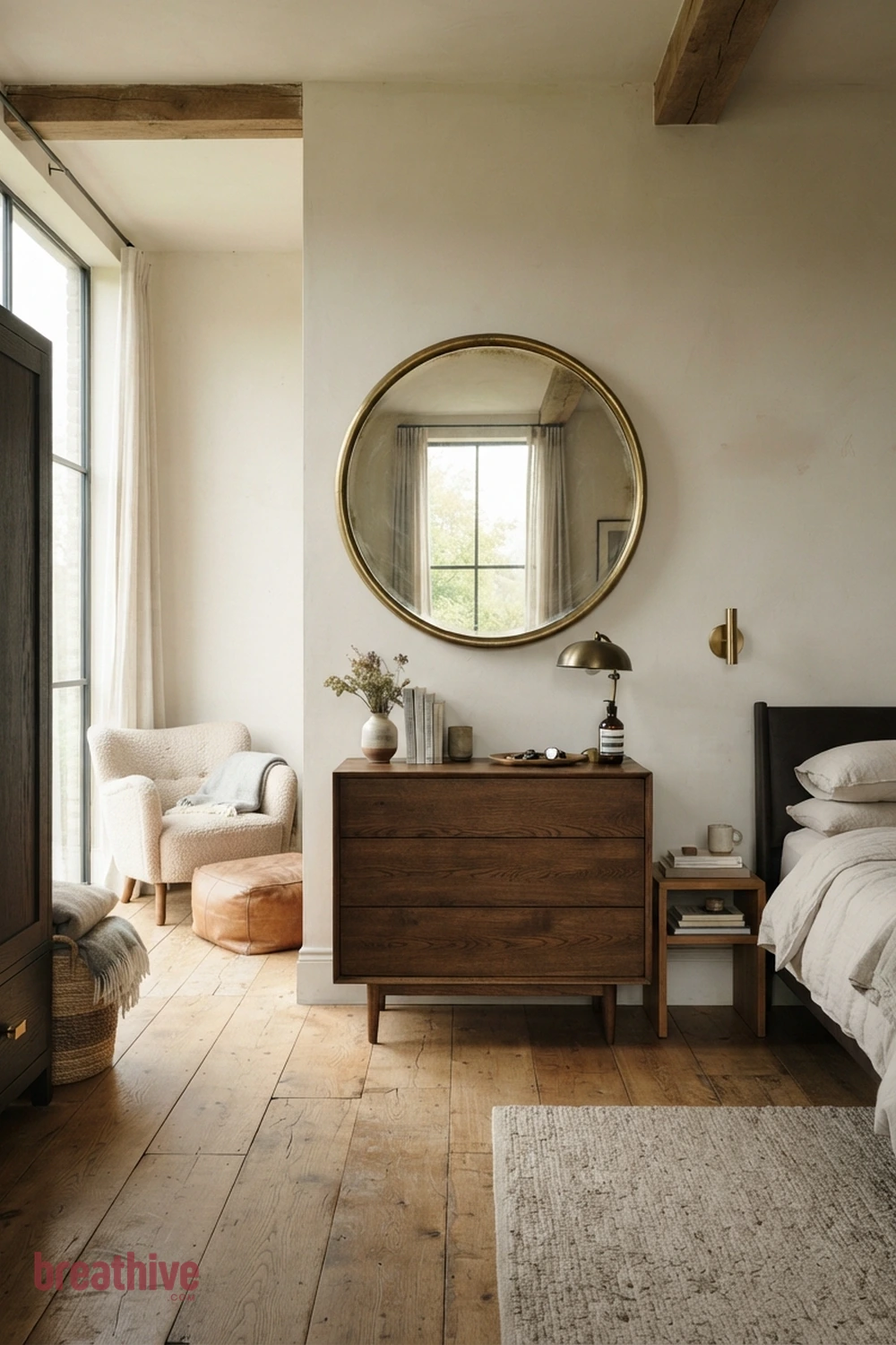 Add a Mirror Where It Reflects Daylight in a luxury bedroom