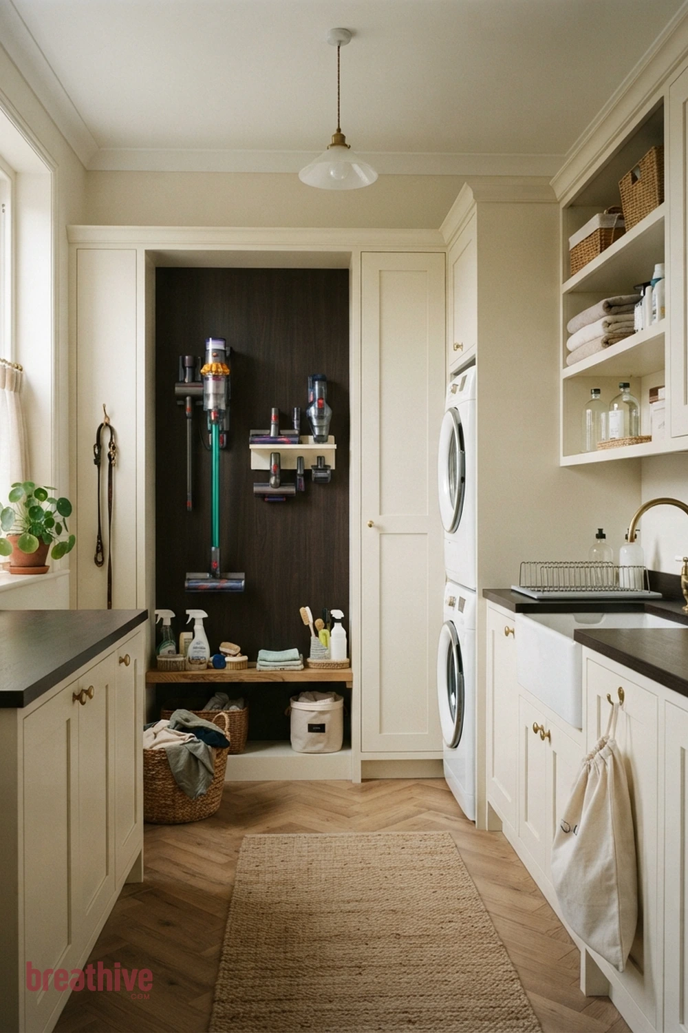 Create a Charging Spot for Cleaning Tools in a luxury laundry room