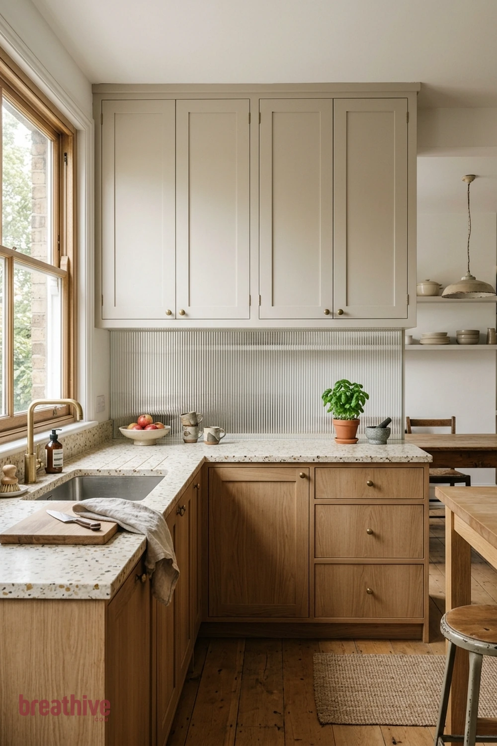Reeded Glass Backsplash in a thoughtful kitchen