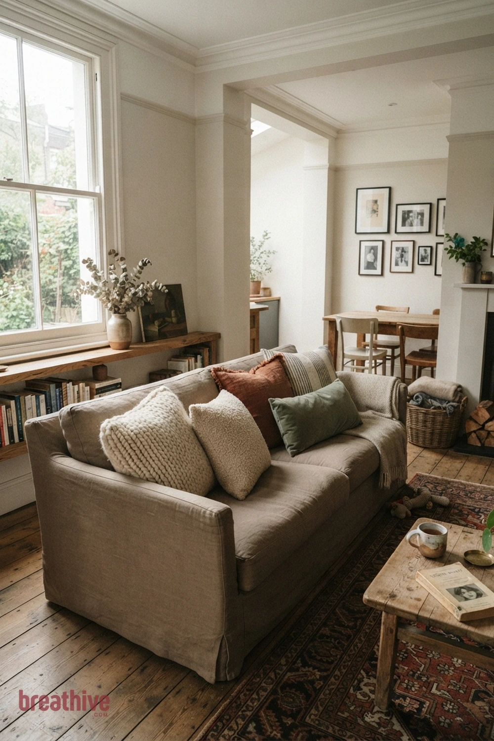 Layer Pillows by Texture Rather Than Pattern Alone in a thoughtful living room
