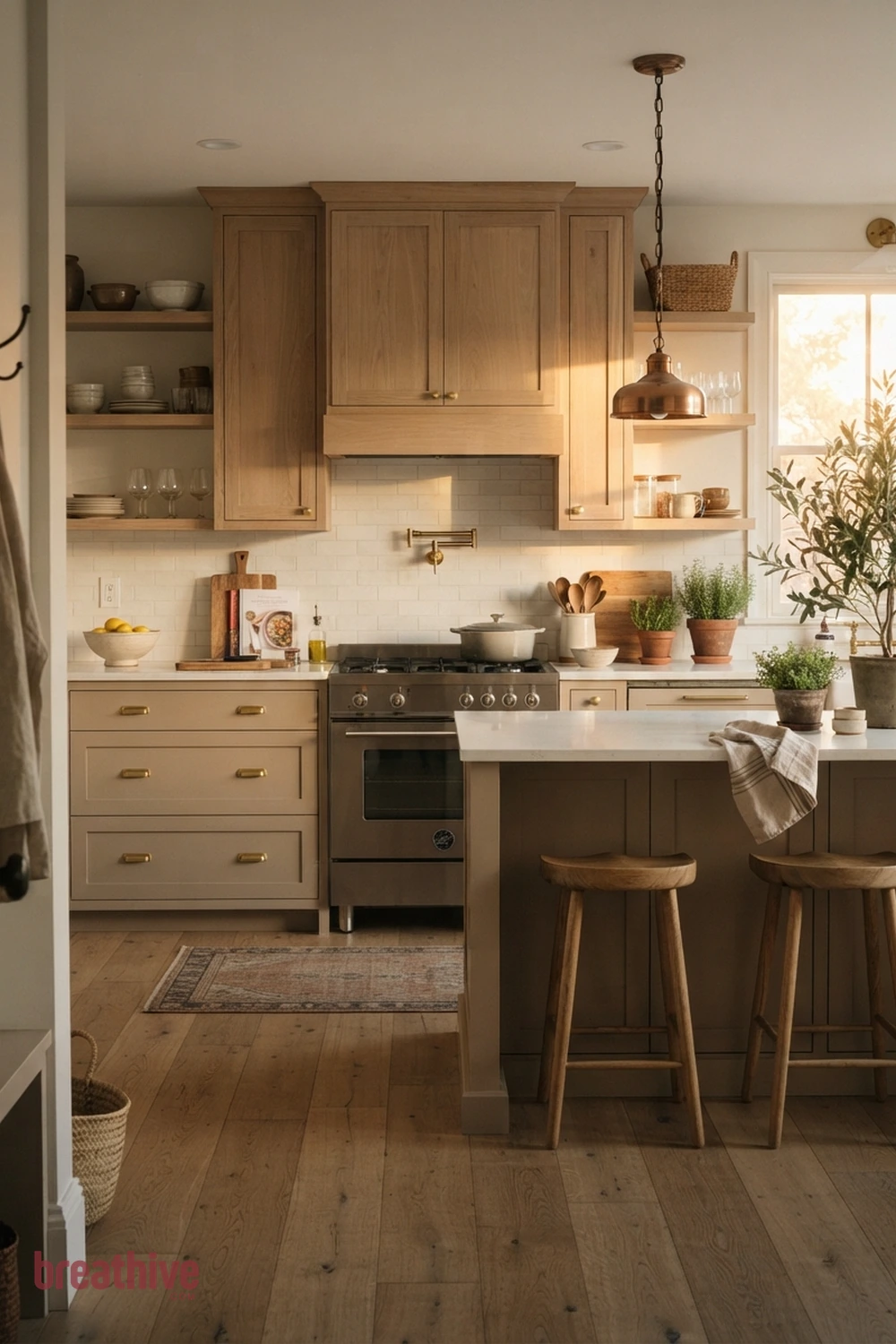 Mix Painted and Natural Cabinet Fronts in a thoughtful kitchen