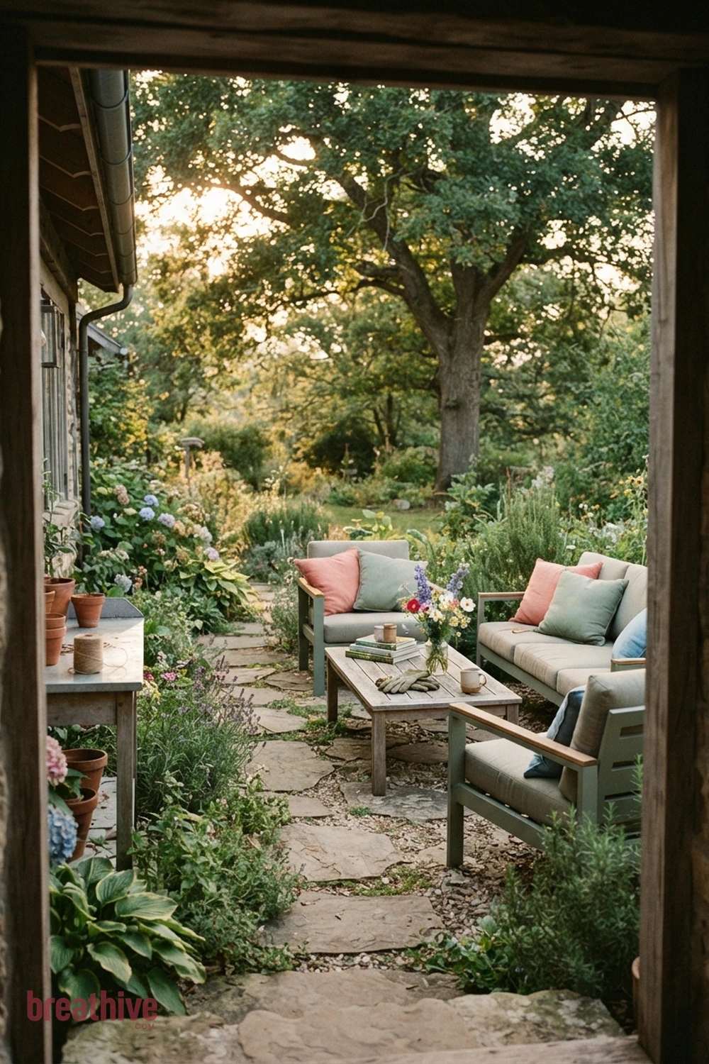Choose Furniture With Easy-Clean Frames in a whimsical garden