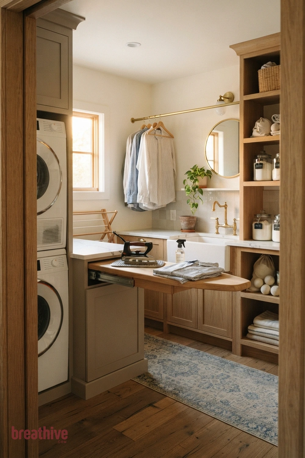 Add a Small Ironing Drawer or Board in a thoughtful laundry room