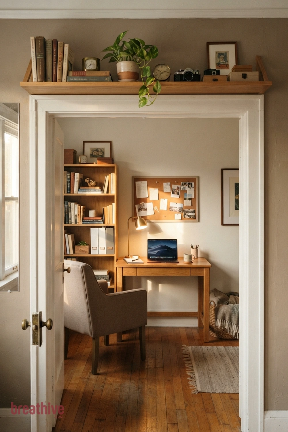 Build a Shelf Above the Door in a thoughtful home office