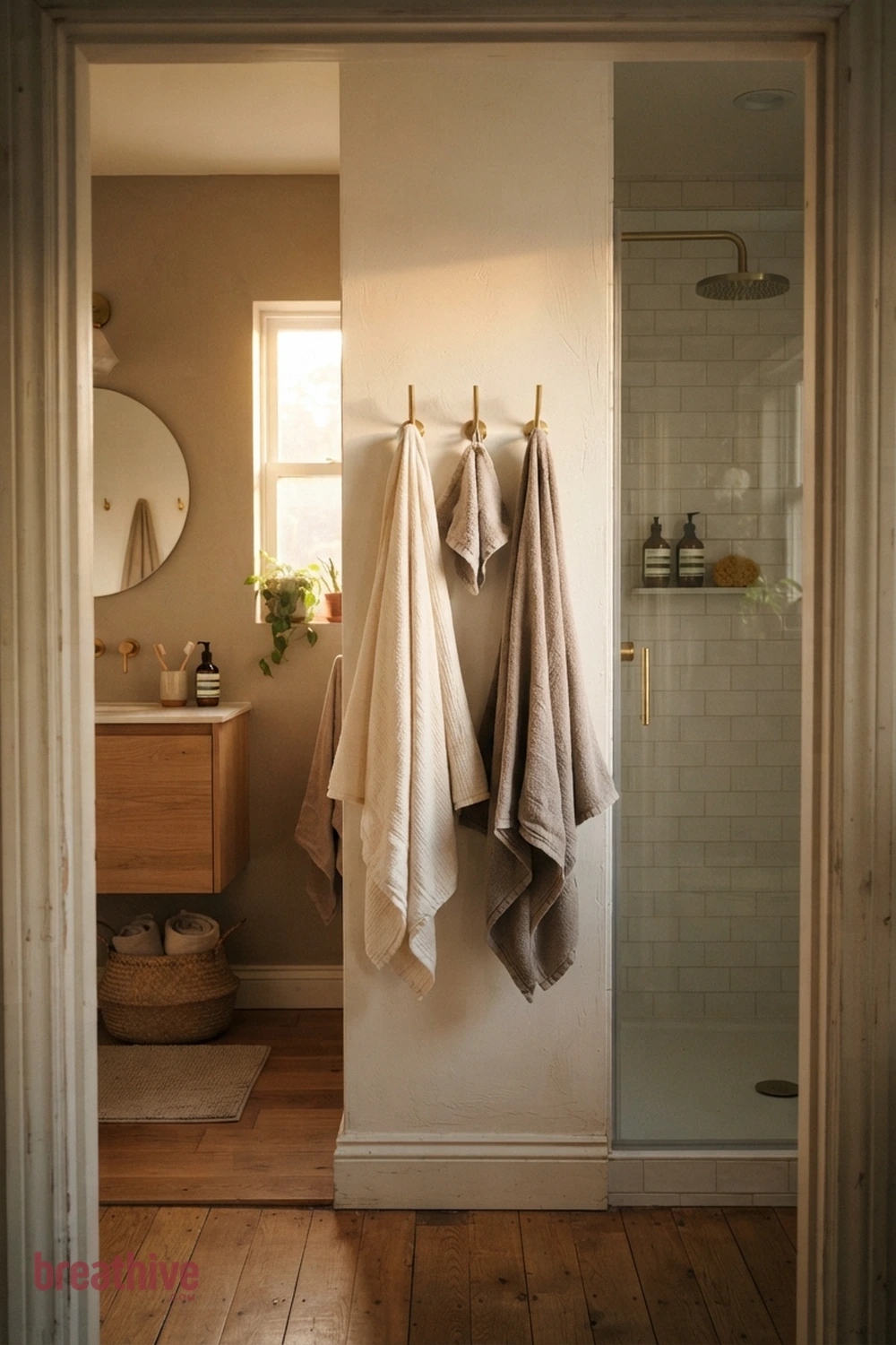Add Towel Hooks Where Hands Naturally Reach in a thoughtful bathroom